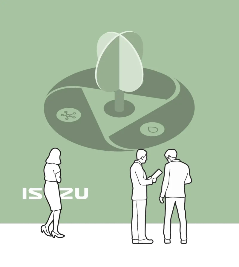 Three-part strategy with a tree in the centre