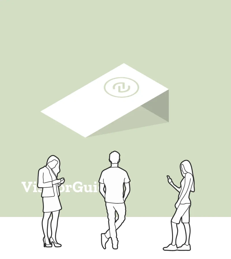 Illustration of a VisitorGuide counter card for accessing helpful visitor information.